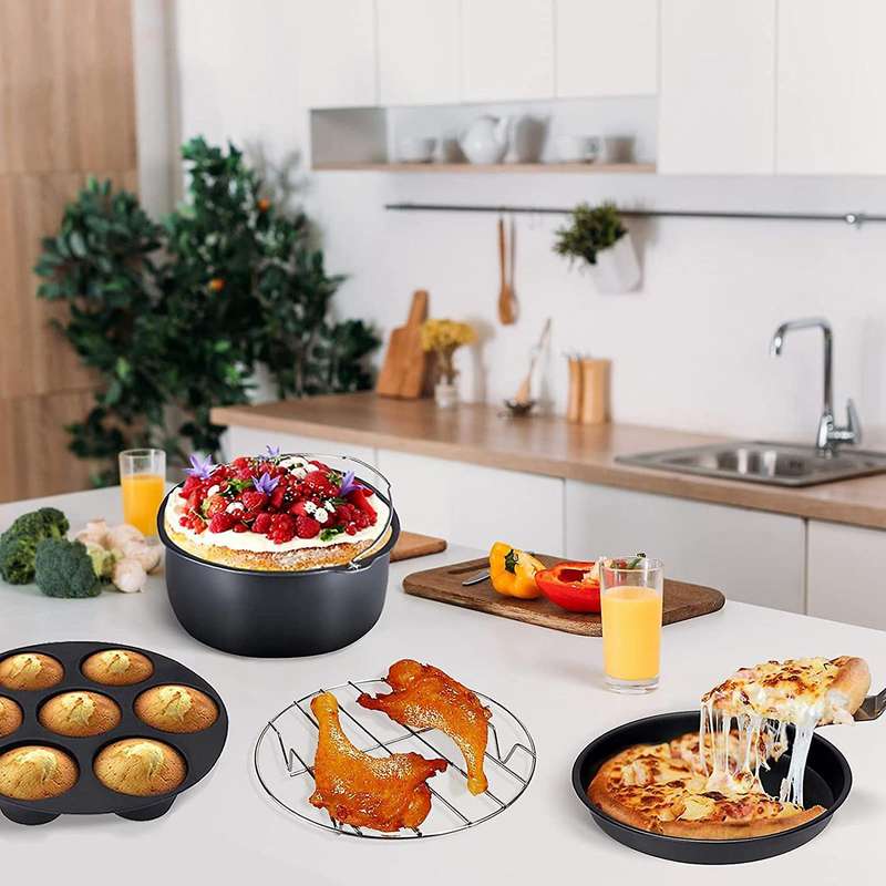 8 Inch Air Fryer Accessories Kit, Fit All 5.2qt-6.8qt Air Fryer