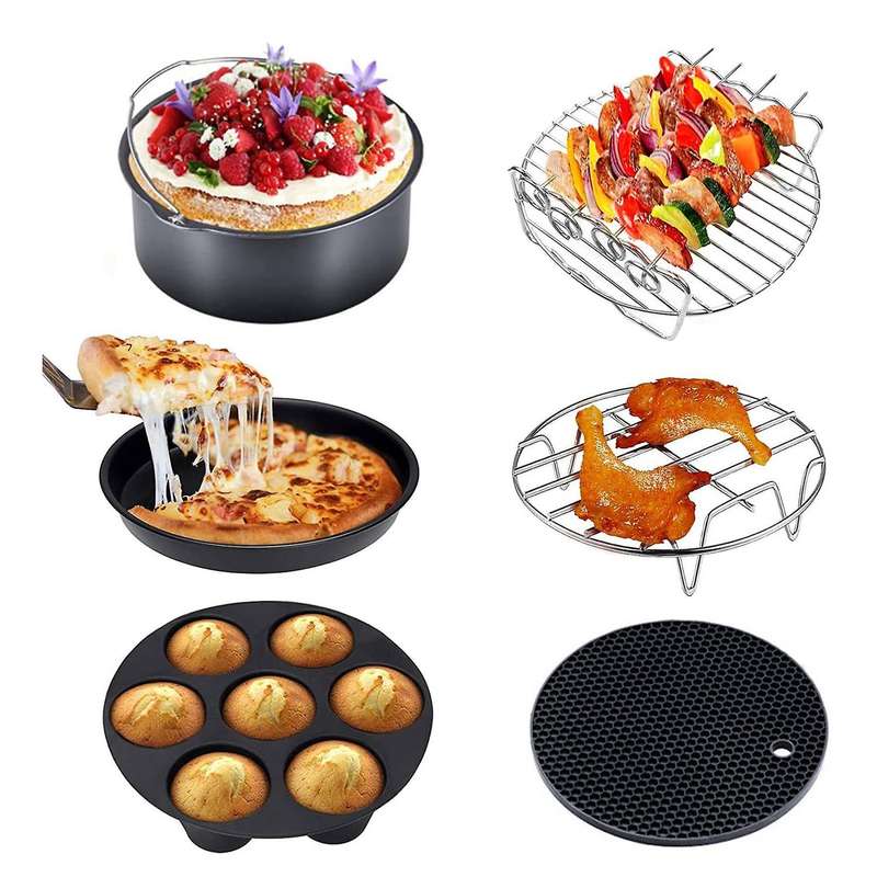 8 Inch Air Fryer Accessories Kit, Fit All 5.2qt-6.8qt Air Fryer