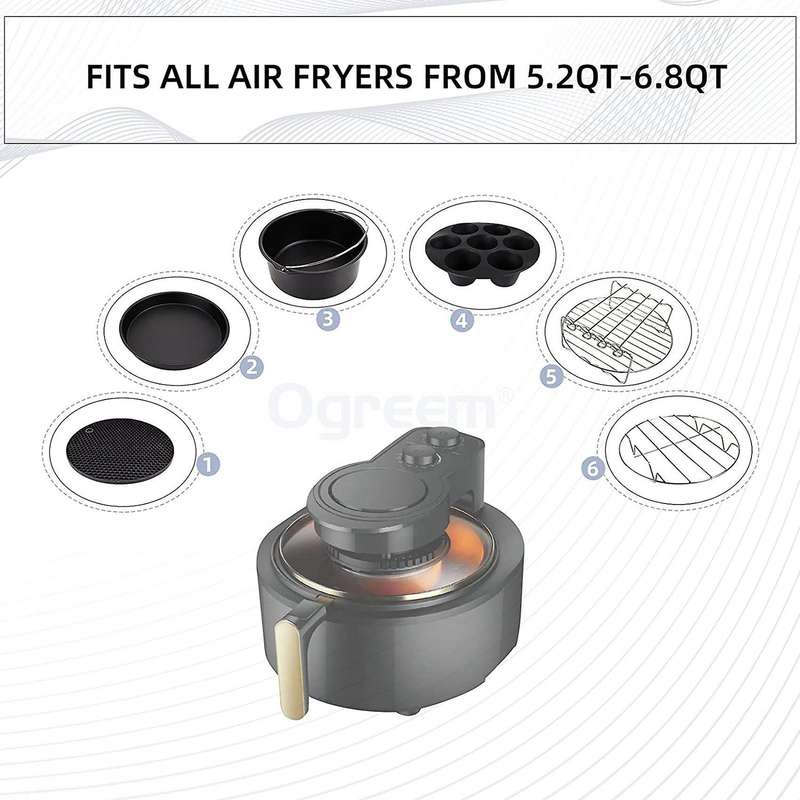 8 Inch Air Fryer Accessories Kit, Fit All 5.2qt-6.8qt Air Fryer