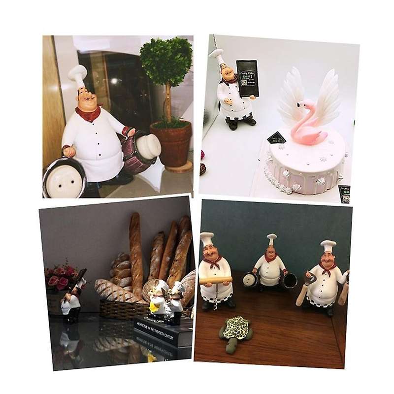 Retro Chef Model Ornaments Resin Crafts Figurines White Top Hat-c