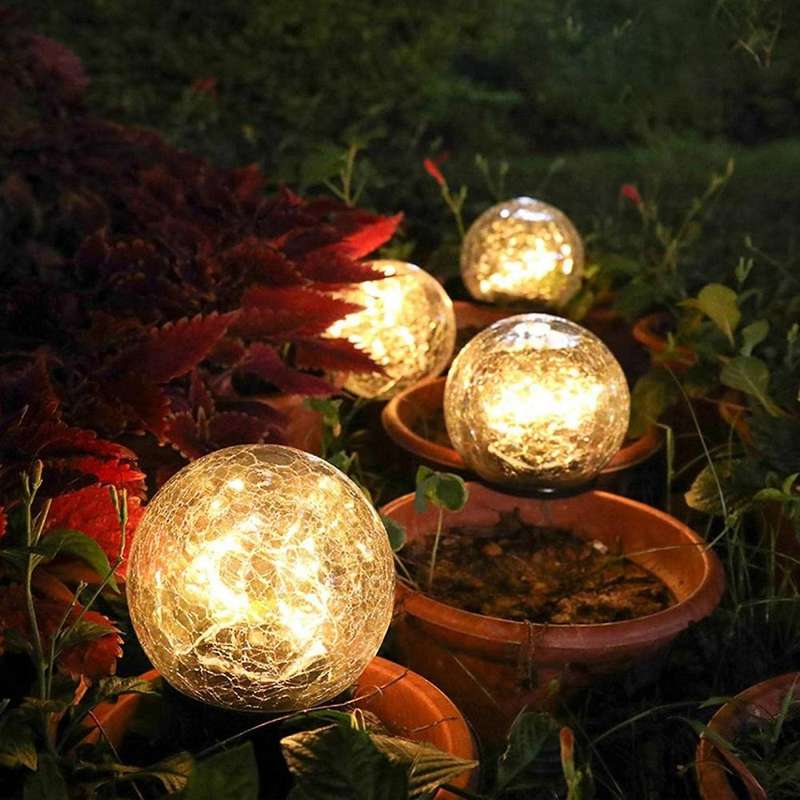 Solar Lights for Outdoor Ball Light Cracked Glass Ball Waterproof