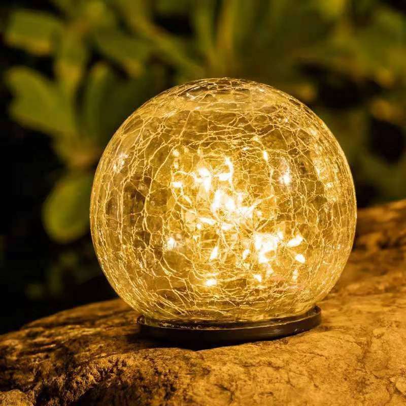 Solar Lights for Outdoor Ball Light Cracked Glass Ball Waterproof