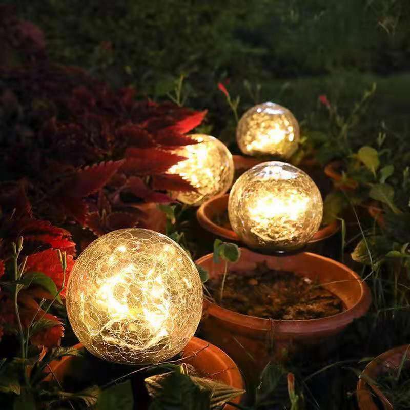 Solar Lights for Outdoor Ball Light Cracked Glass Ball Waterproof