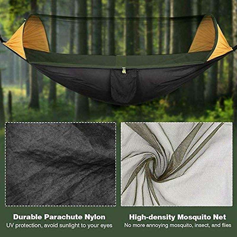 Portable Automatic Camping Hammock with Mosquito Net,black&yellow