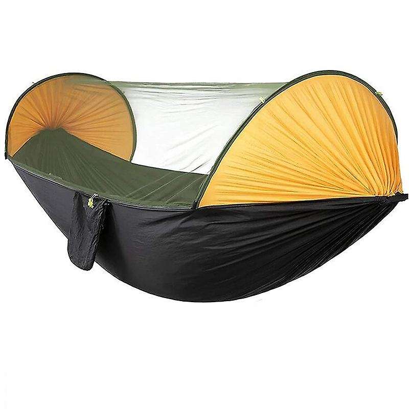 Portable Automatic Camping Hammock with Mosquito Net,black&yellow