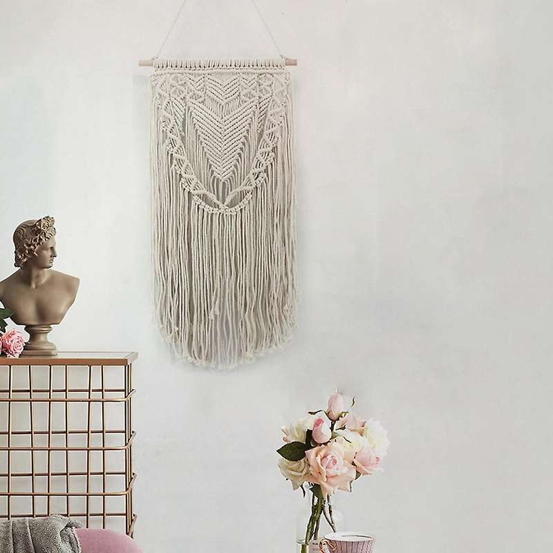 Macrame Boho Wall Hanging Decor, Geometric Woven Tapestry Handmade