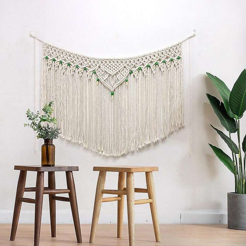 Macrame Wall Hanging with Wood Beads -bohemian Decor for Room Kitchen