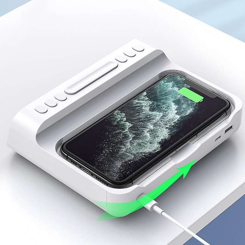 Wireless Charging Alarm Clock Usb Charger,15w Fast Usb Charger, Black