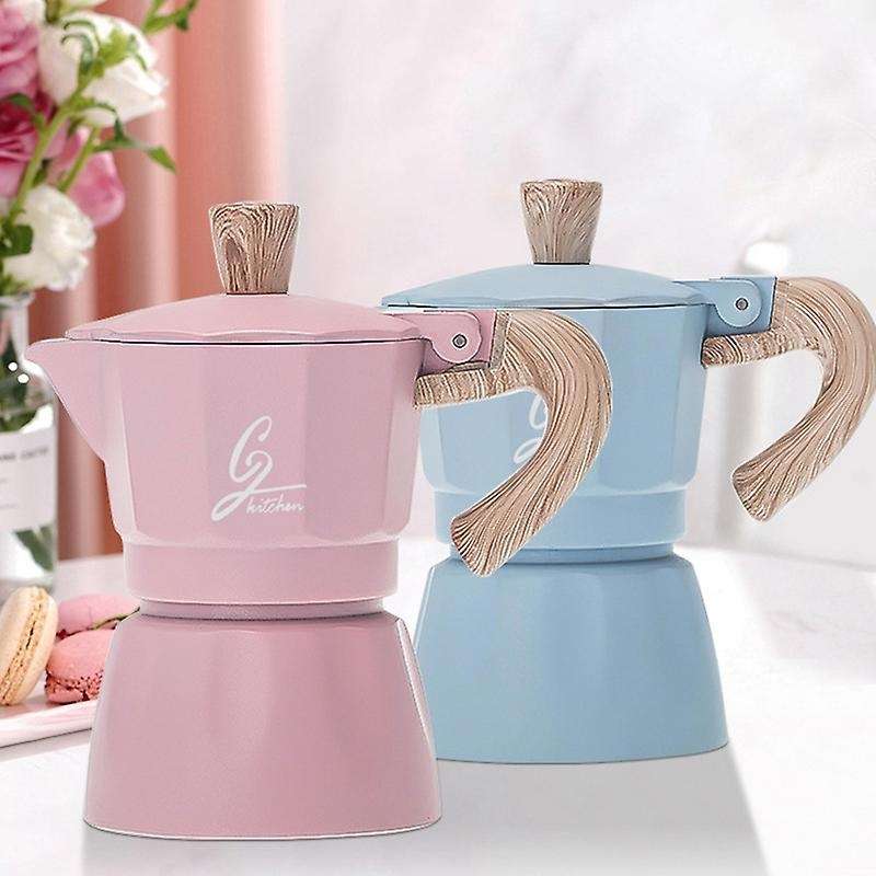 Coffee Maker Aluminum Mocha Espresso Moka Pot 6cup 300ml(pink)