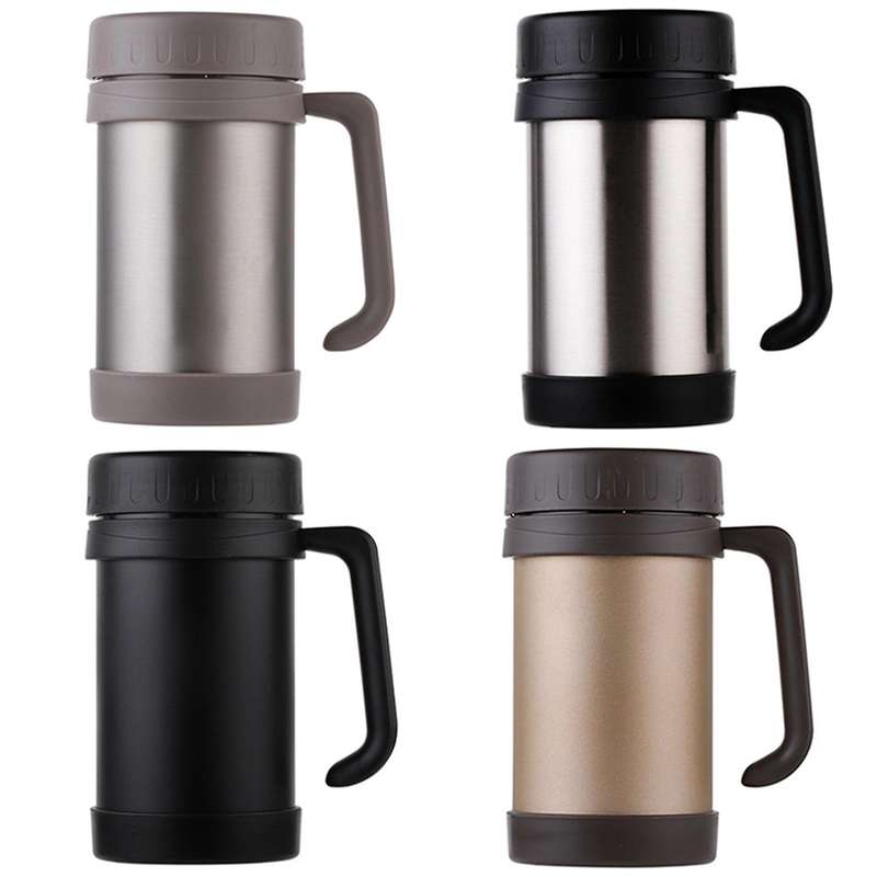 2x 500ml/17oz Thermo Mug Stainless Steel Vacuum Flasks Thermoses Grey