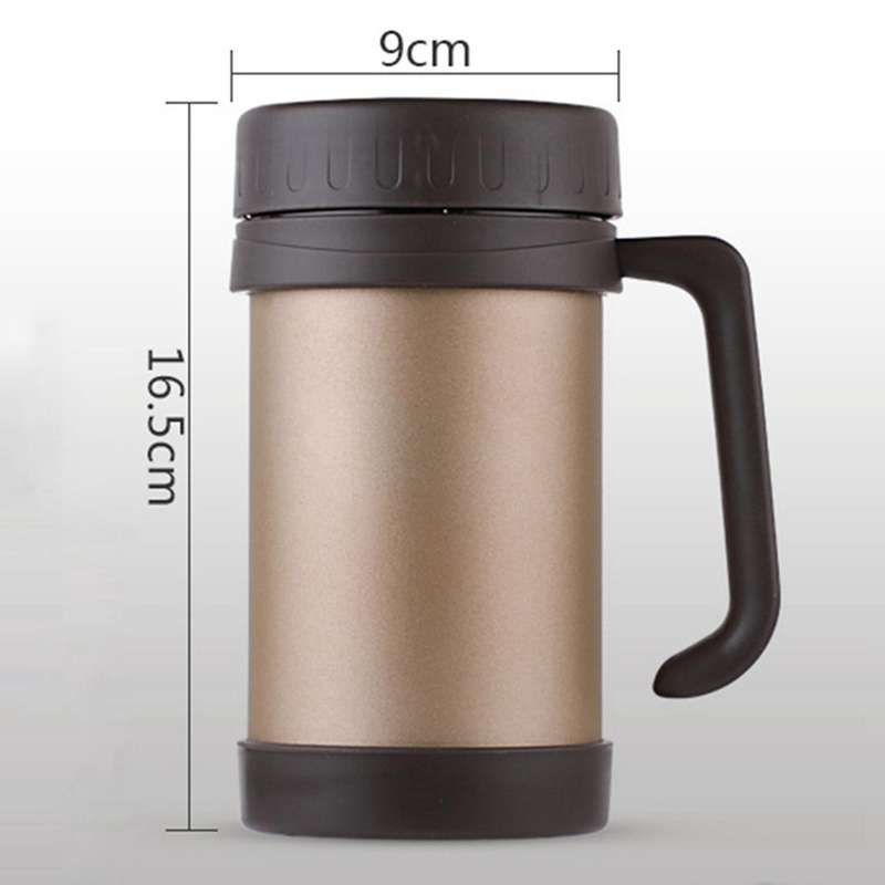 2x 500ml/17oz Thermo Mug Stainless Steel Vacuum Flasks Thermoses Grey