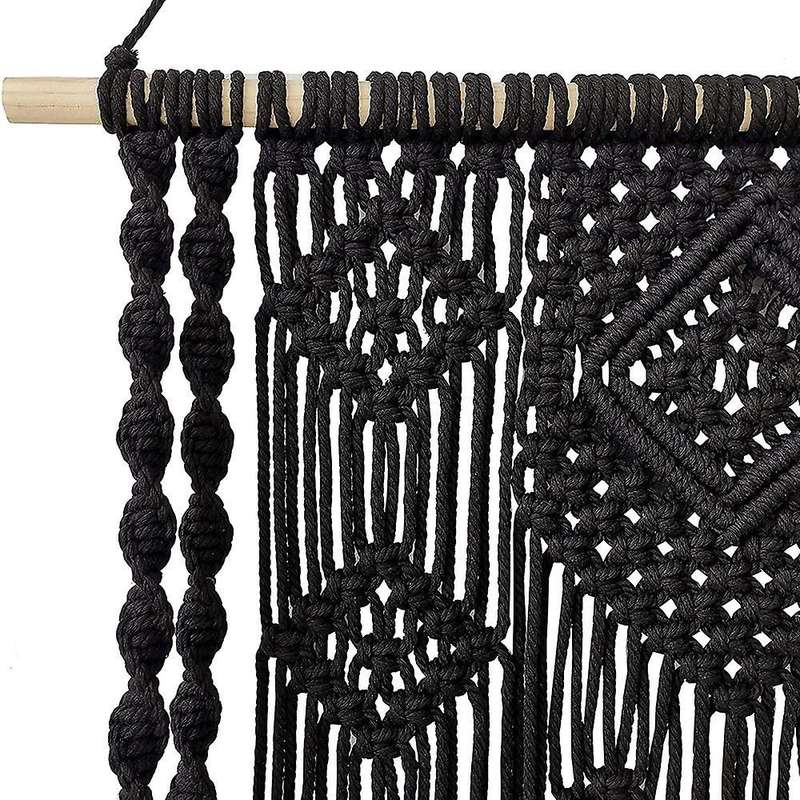 Macrame Boho Hanging Shelf for Indoor Floating Wood Shelf Organizers