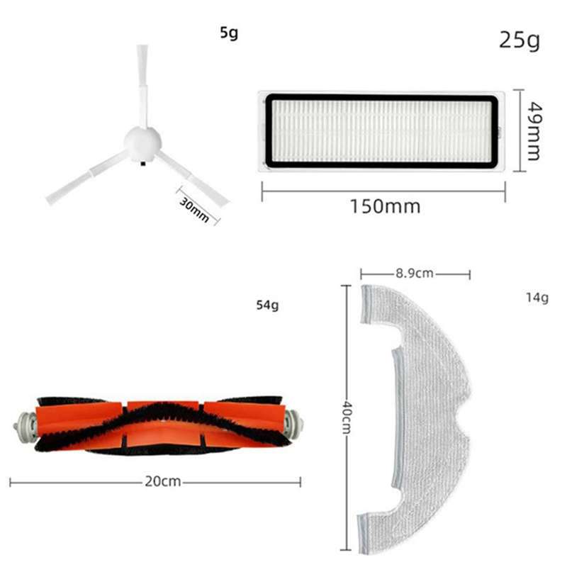 Hepa Filter Main Brush Dust Bag Mop Cloths for Xiaomi Mijia Sweeping
