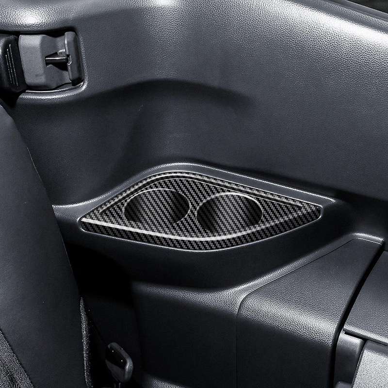 Car Rear Drain Water Cup Holder Trim Carbon Fiber Rhd