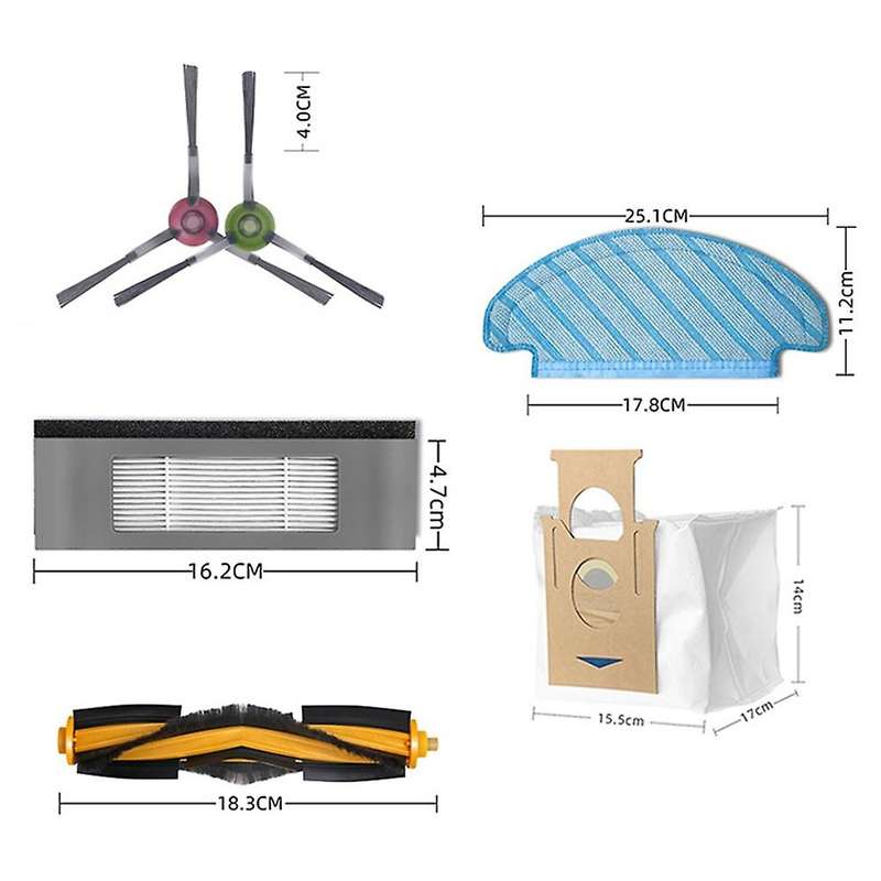For Ecovacs Deebot Ozmo T8/aivi/t9max Robot Main/side Brush Dust Bag