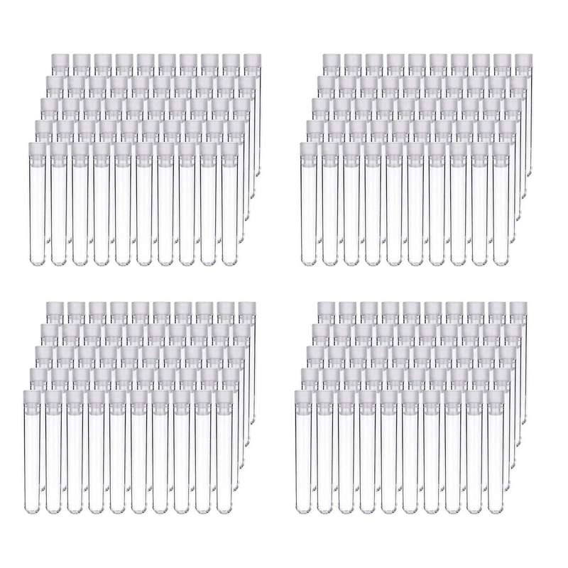 100pcs Clear Plastic Test Tubes with White Screw Caps Bottles