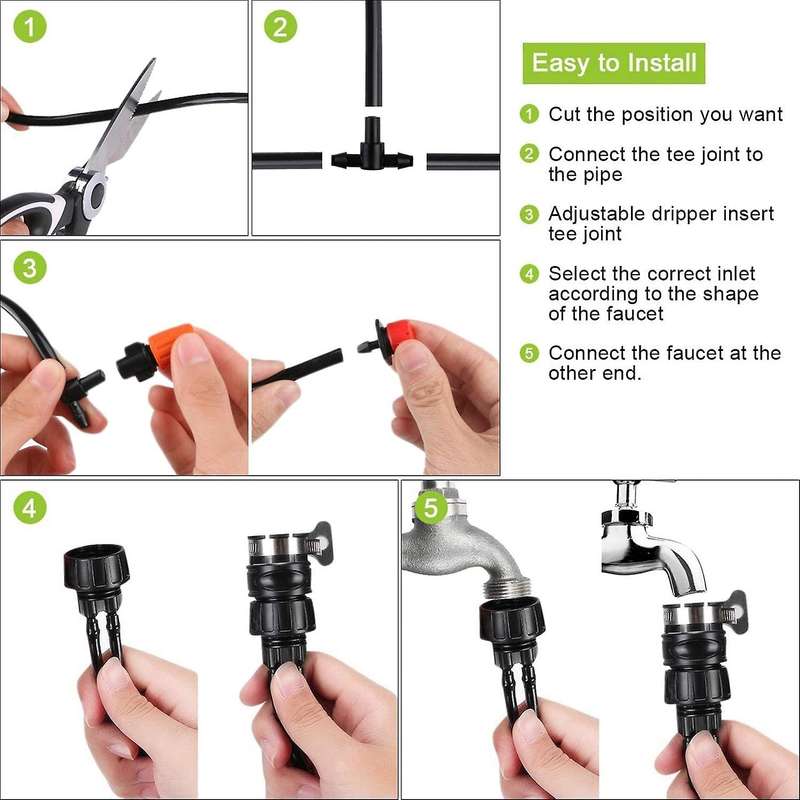 Garden Irrigation System Kit with Adjustable Nozzle,sprinkler System