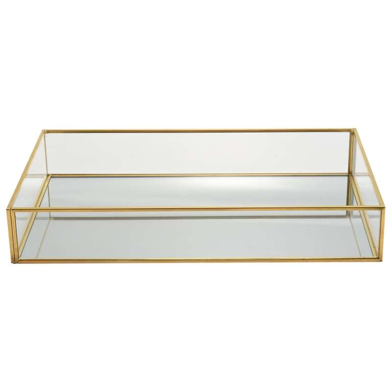 Gold Tray Mirror,for Vanity,dresser,bathroom,bedroom(12x8x2 Inch)