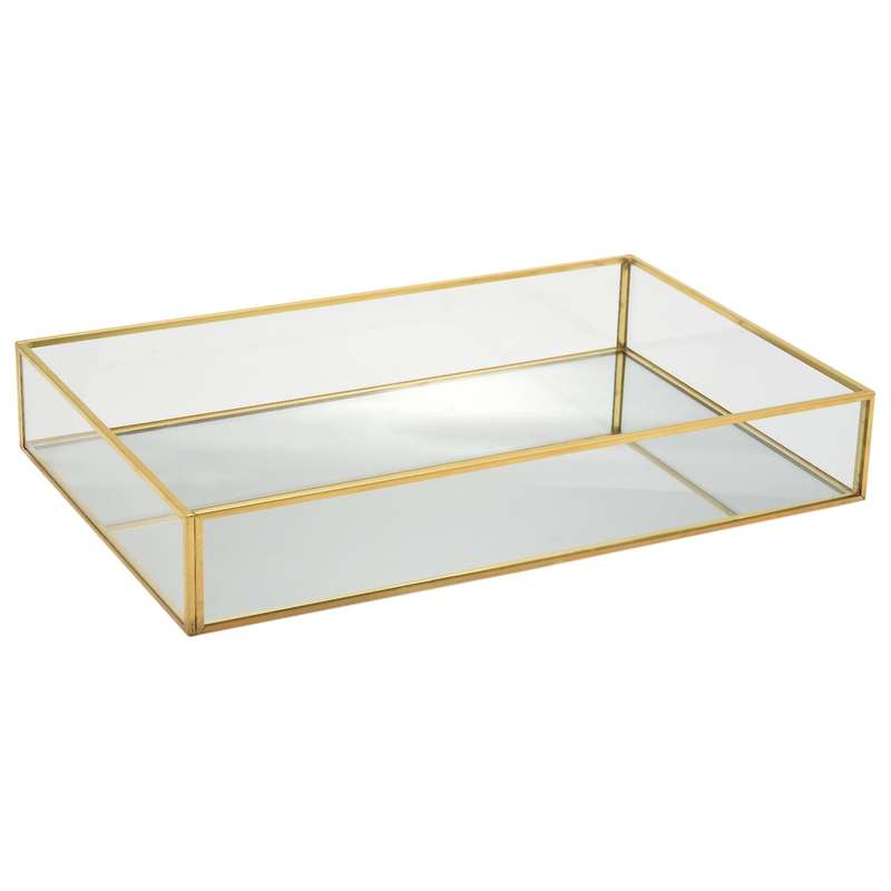 Gold Tray Mirror,for Vanity,dresser,bathroom,bedroom(12x8x2 Inch)