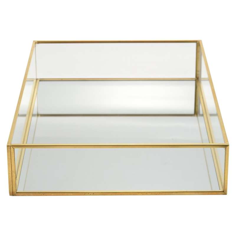 Gold Tray Mirror,for Vanity,dresser,bathroom,bedroom(12x8x2 Inch)