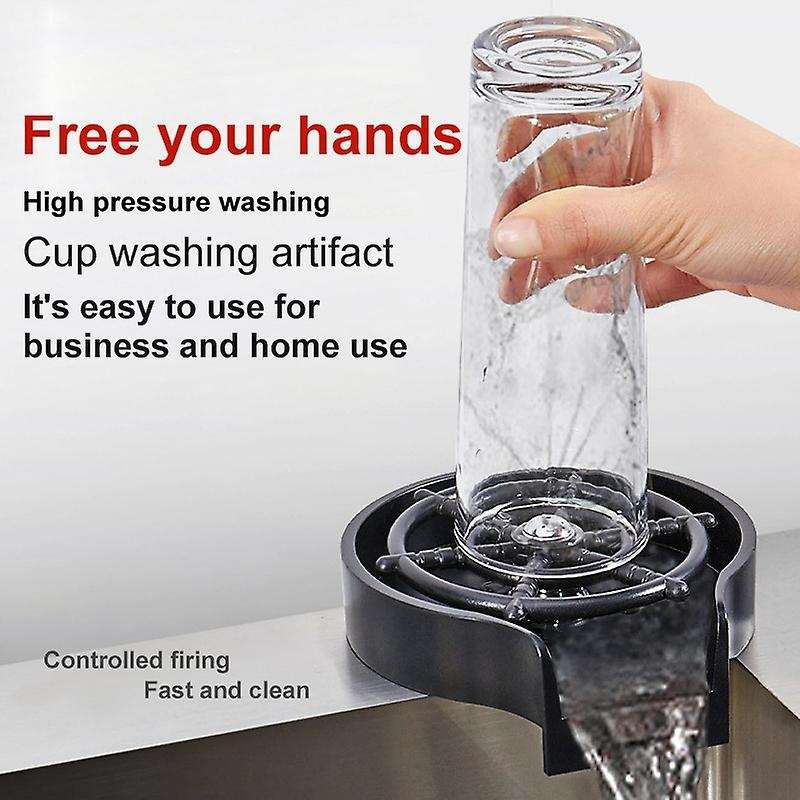Faucet Glass Rinser for Kitchen Sink Automatic Cup Washer Black