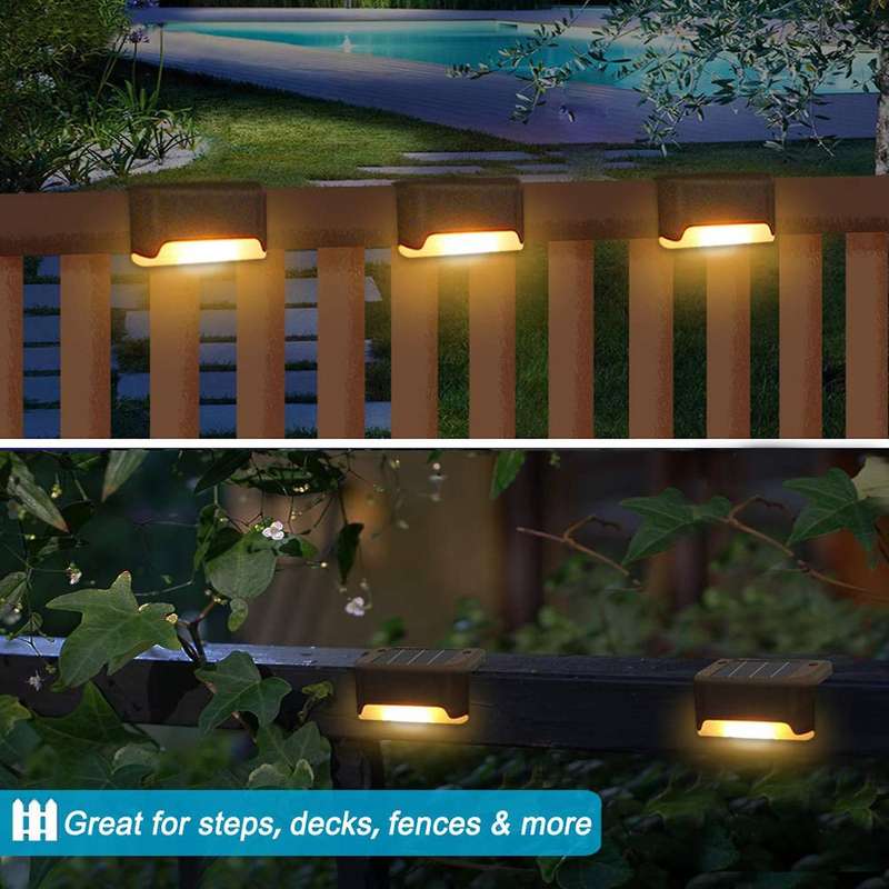 Solar Deck Lights 8 Pcs, Solar Step Light Outdoor Led(warm White)