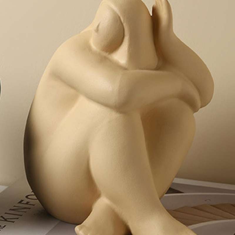 Nordic Woman Sculpture Home Decor Office Wine Art Ornaments(yellow)