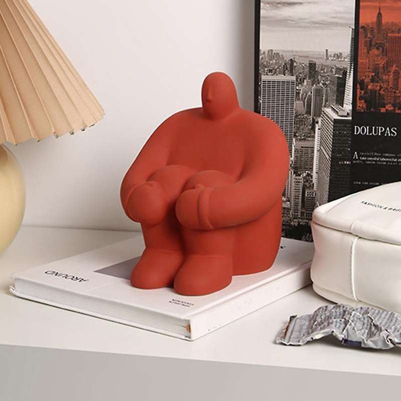 Nordic Ceramic Character Sculpture Home Living Room Decoration (pink)