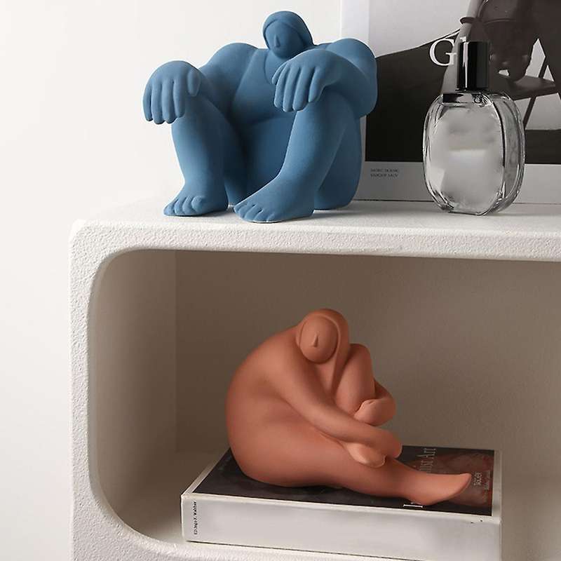 Nordic Ceramic Character Sculpture Home Living Room Decoration (pink)