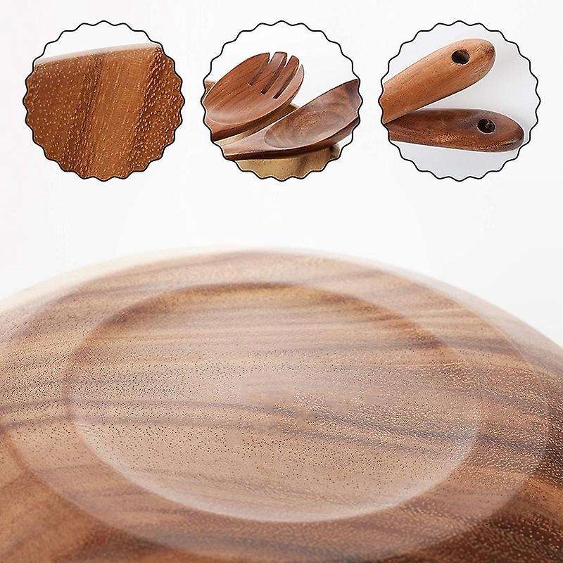 Salad Bowl-large 9.4 Inch Acacia Wood with Spoon, for Fruit, Salad