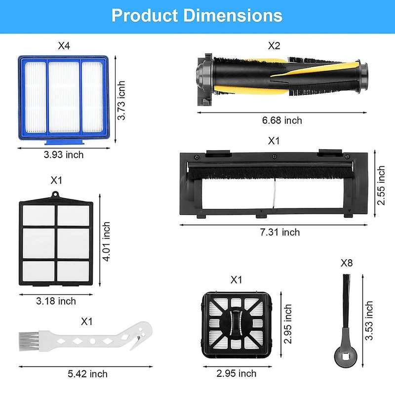 Roller Brush Side Brushes Filters for Shark Iq R101ae Rv1001ae Rv101