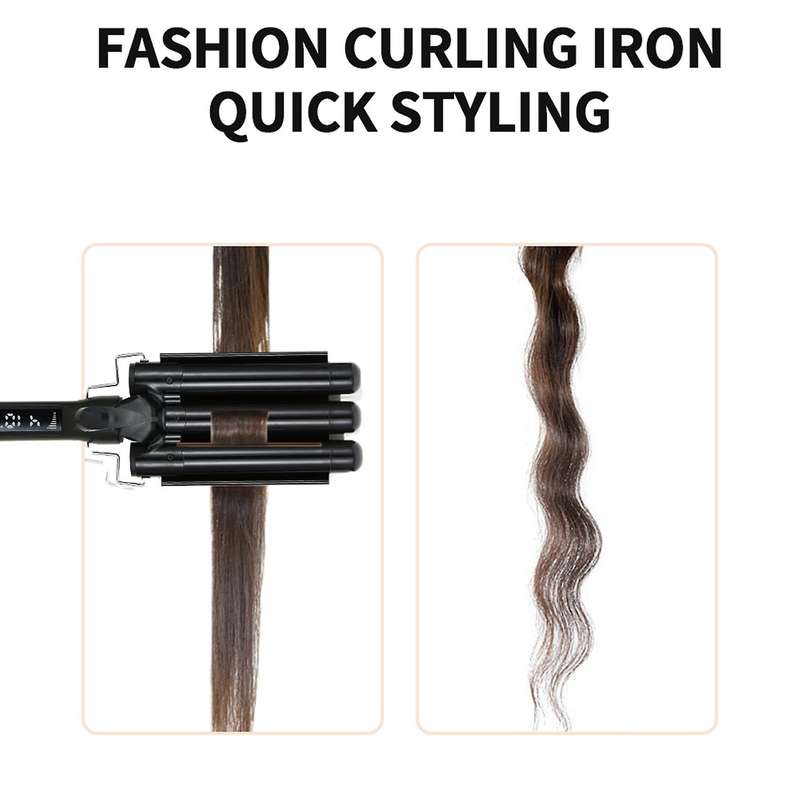 Vgr Curling Iron Ceramic Triple Barrel Hair Styler Eu Plug
