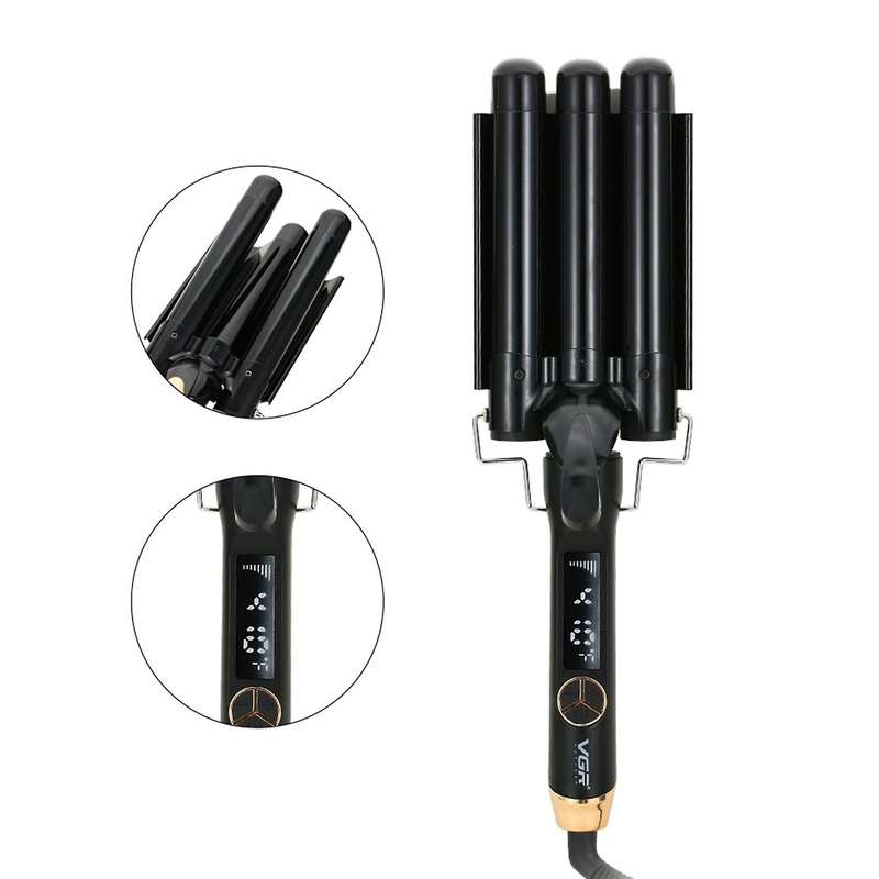 Vgr Curling Iron Ceramic Triple Barrel Hair Styler Eu Plug