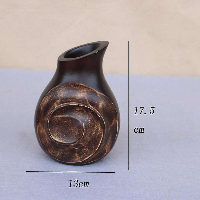 Wooden Vase Decoration Living Room Solid Wood Ware Flower Bottle B