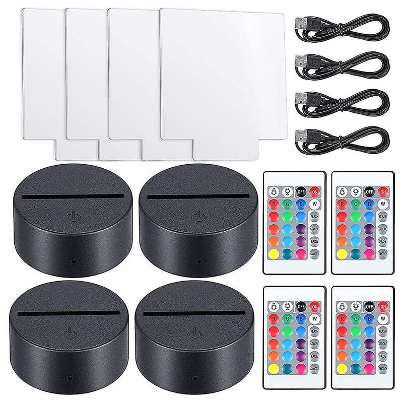 3d Night Led Light Lamp Base with Remote Controls for Child Room Bar