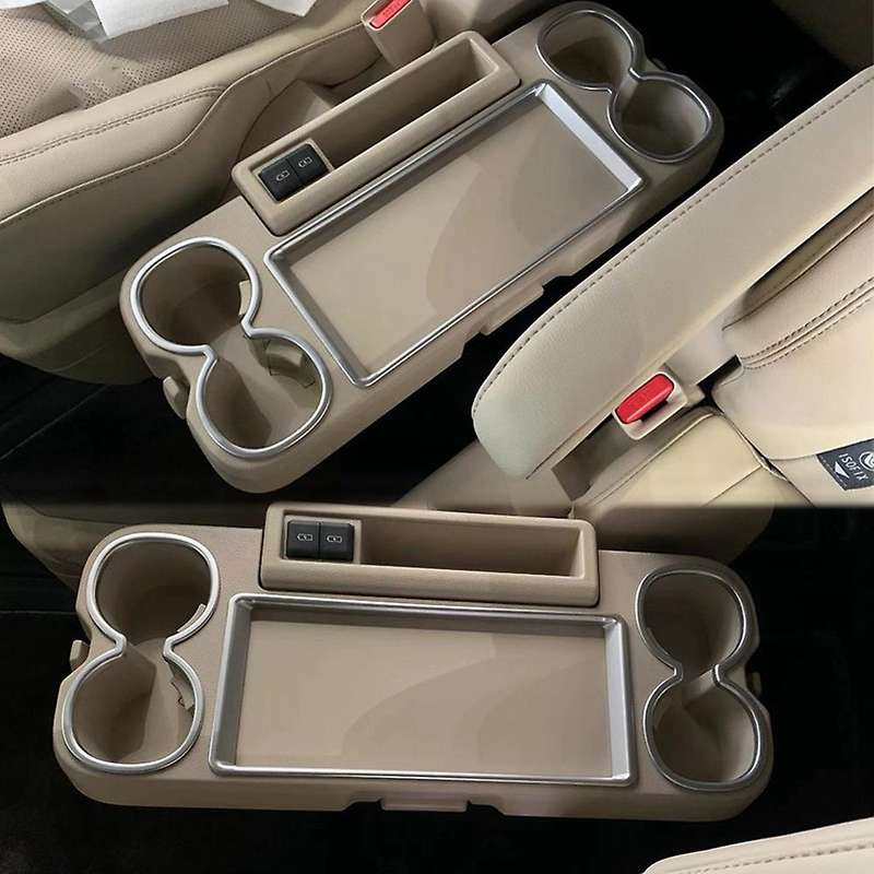 3pcs Car Matte Silver Rear Seat Water Cup Holder Decoration Frame