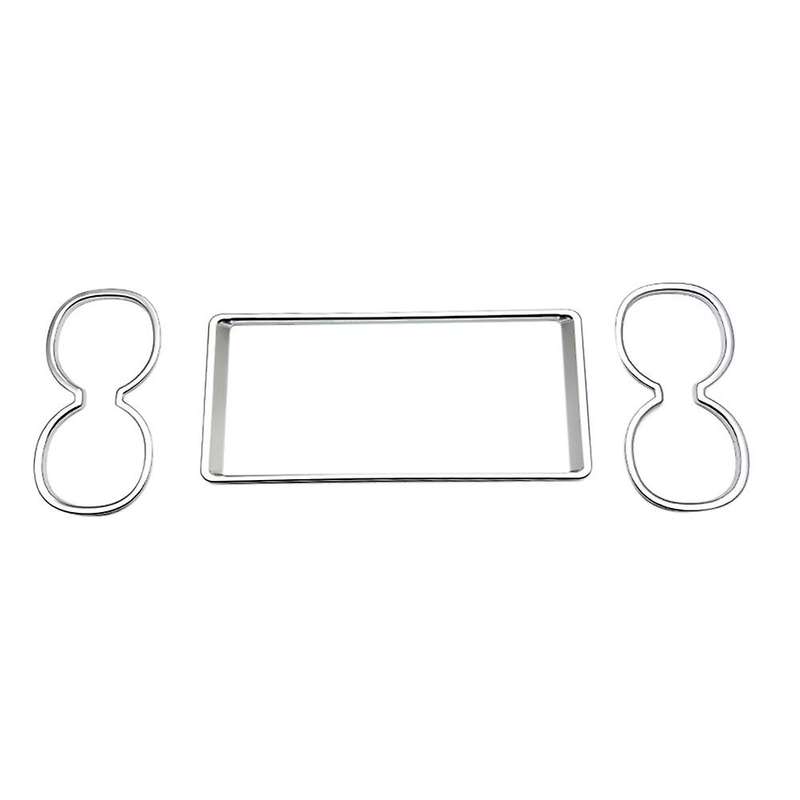 3pcs Car Matte Silver Rear Seat Water Cup Holder Decoration Frame