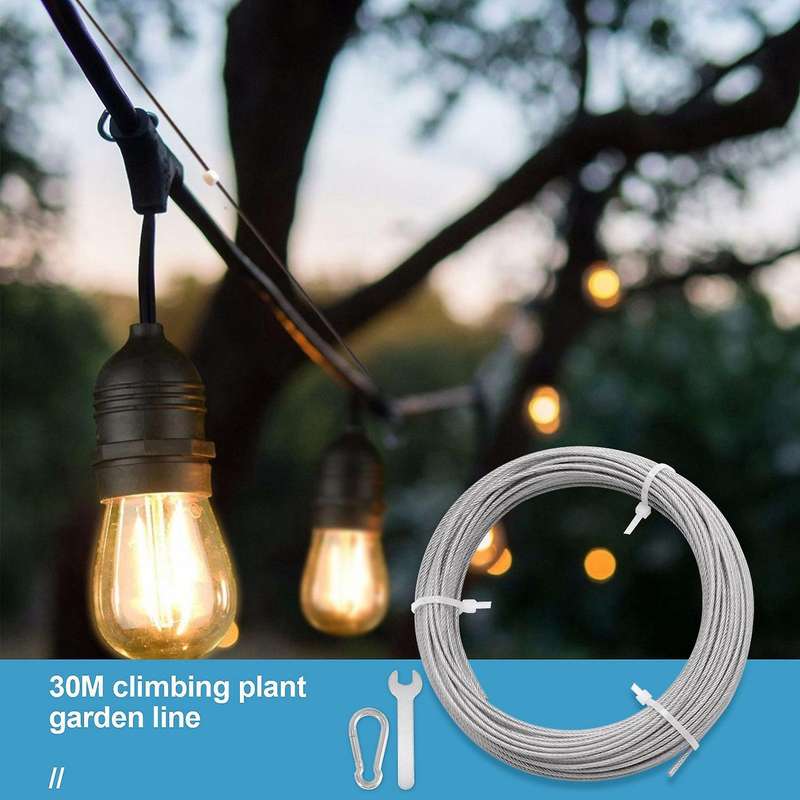 30m Garden Wire Roll Kit, Nylon Coated Stainless Steel Cable Rope