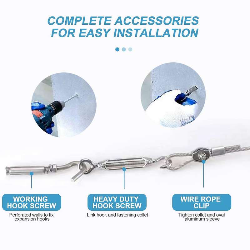 30m Garden Wire Roll Kit, Nylon Coated Stainless Steel Cable Rope