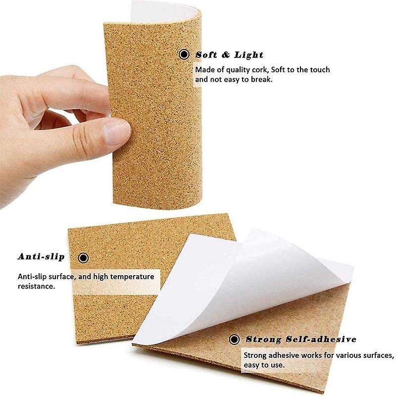 120pcs Self-adhesive Cork Grid,4 X 4 Inch Cork Plywood,for Diy Crafts