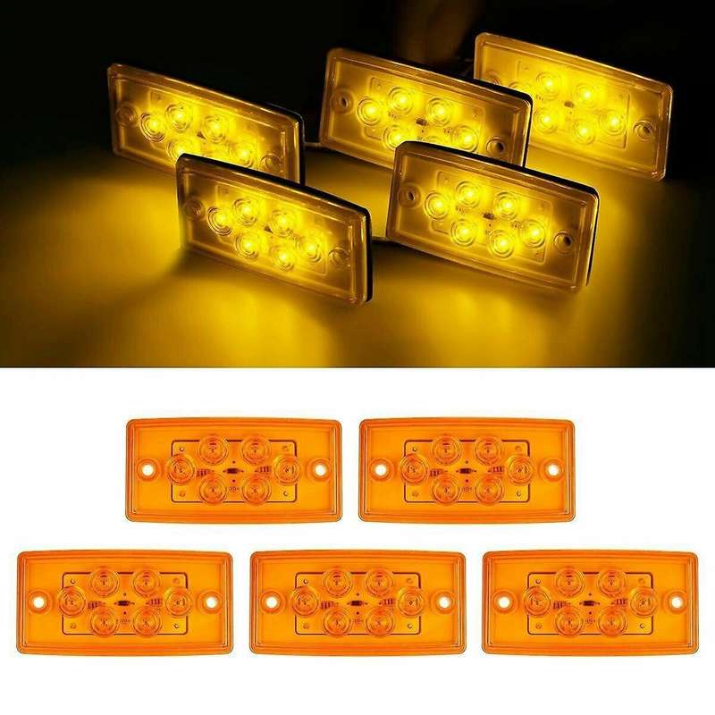 5pcs Truck Side Marker Light 6led Truck Turn Signal Trailer Light