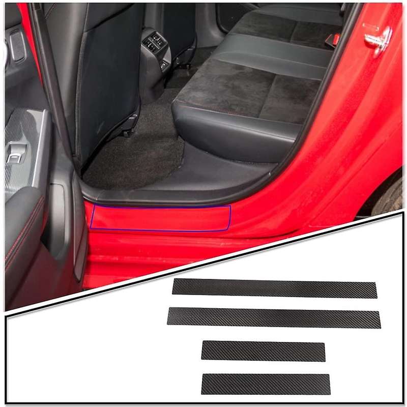 For Honda Civic Real Carbon Fiber Car Door Sticker Threshold Bar