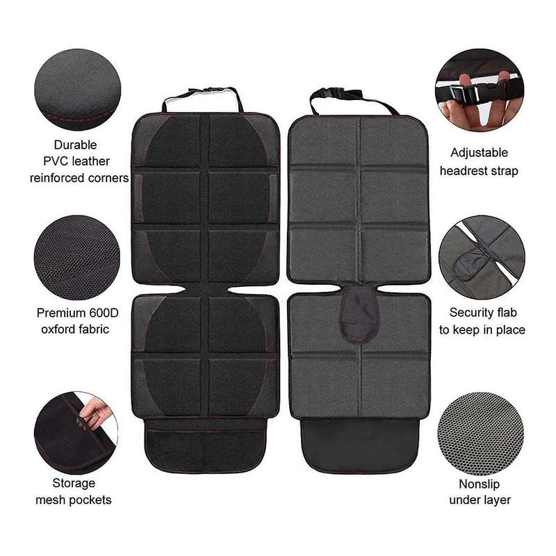 2 Pack Car Seat Cover Under Baby Child Safety Carseat with Pockets