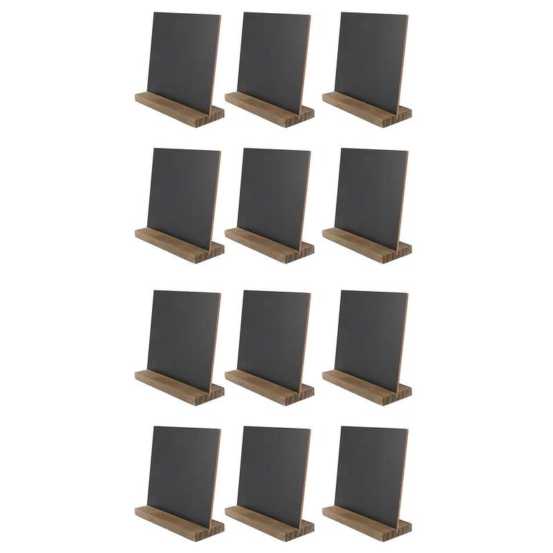 6 Pack Rustic Chalk Board with Wood Stand Signs 6x5 Inch Blackboard
