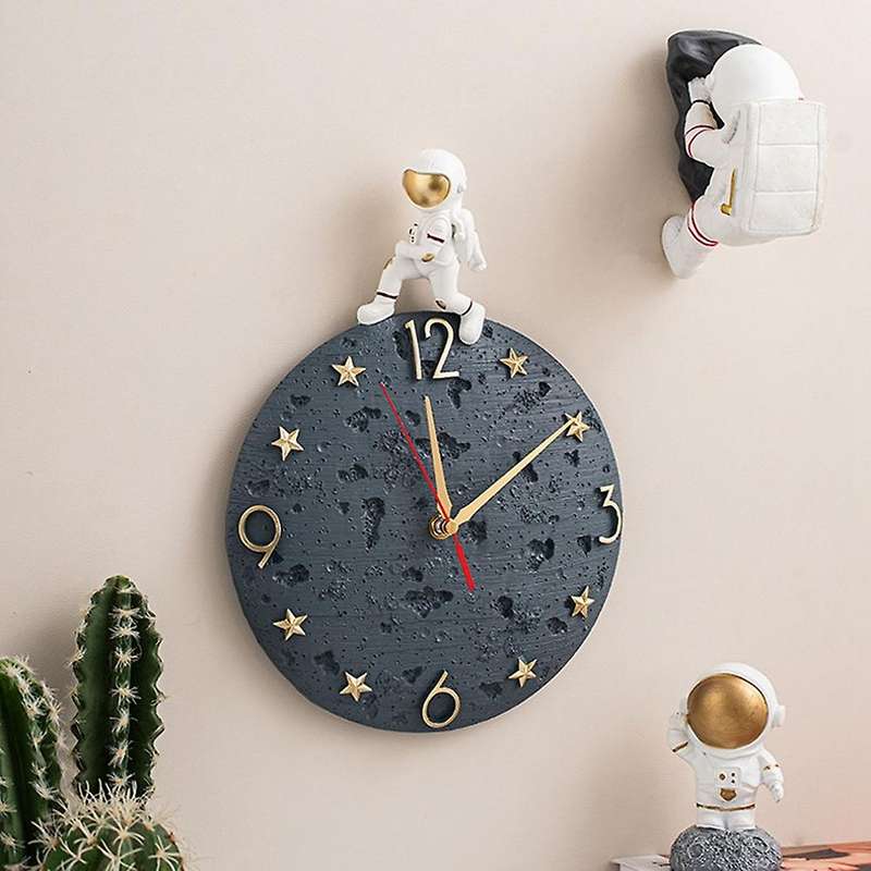 Nordic Astronaut Wall Clock Living Room Bedroom Decor Statue Clock A