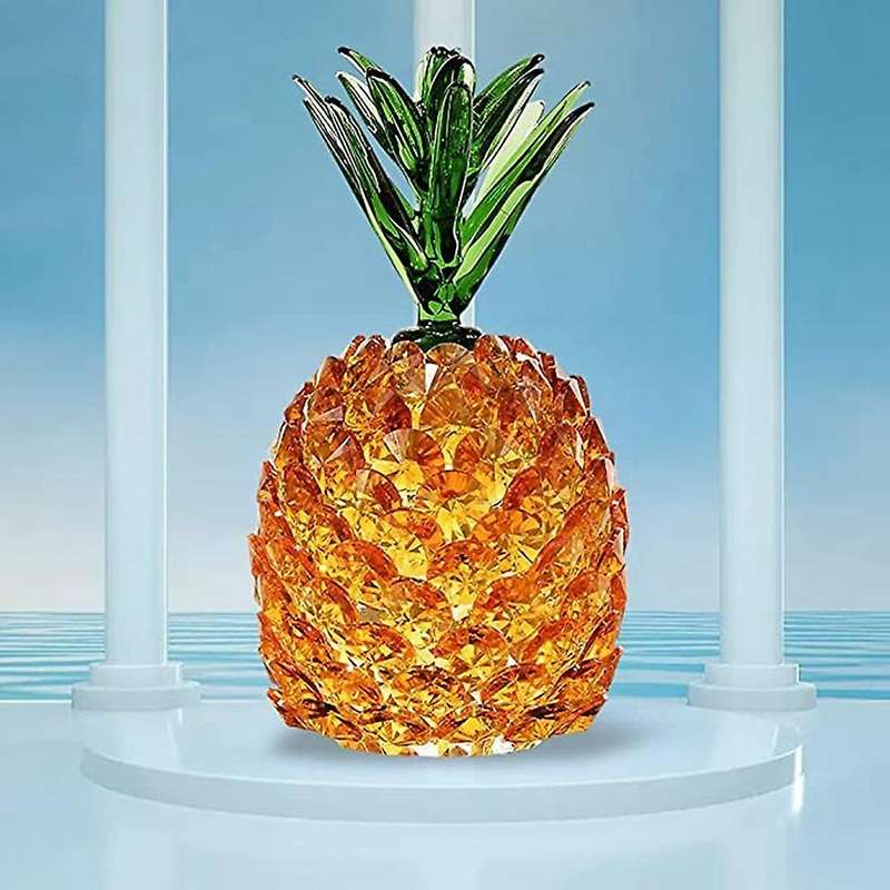 3d Cut Crystal Pineapple Ornament Handmade Sculpture Collectible -b