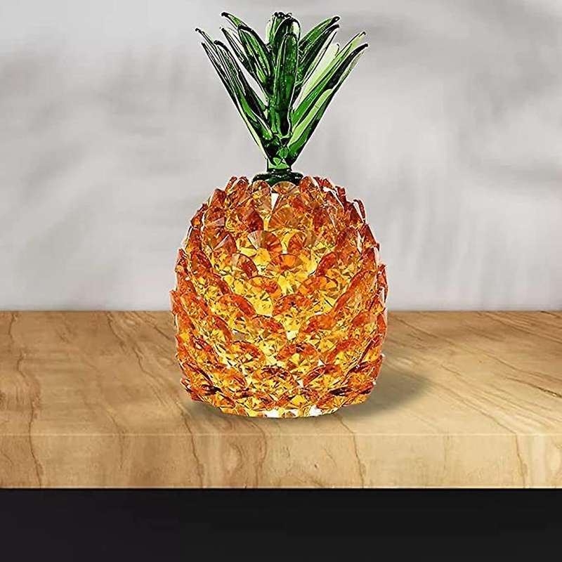 3d Cut Crystal Pineapple Ornament Handmade Sculpture Collectible -b