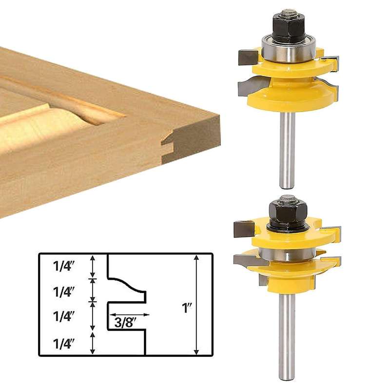 3 Pcs Router Bit, 1/4-inch Raised Panel Cabinet Door Router Bit Set
