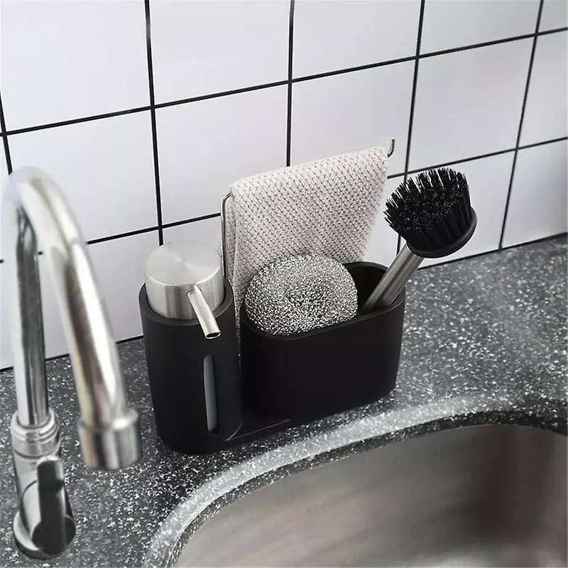 Sink Caddy Cleaning Kit with Soap Dispenser Black Clean Group