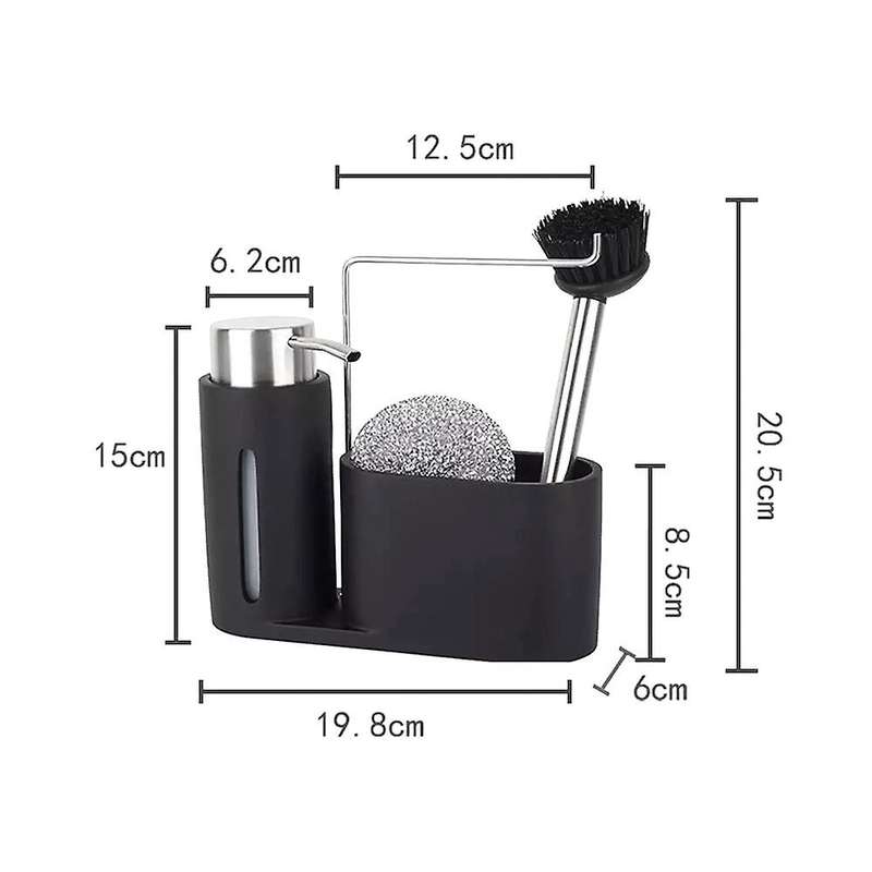 Sink Caddy Cleaning Kit with Soap Dispenser Black Clean Group